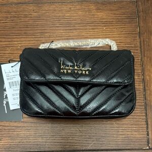 Nicole‎ Miller Black Quilted Handbag clutch purse